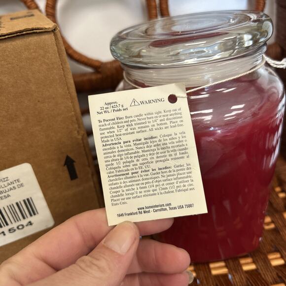Home Interiors Jar Candle 22 oz Raspberry Fizz New Unburnt - Picture 4 of 6